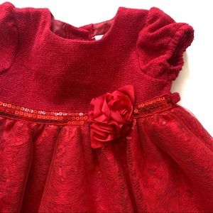 EUC Sweet Heart Rose Red Holiday Dress 18 months